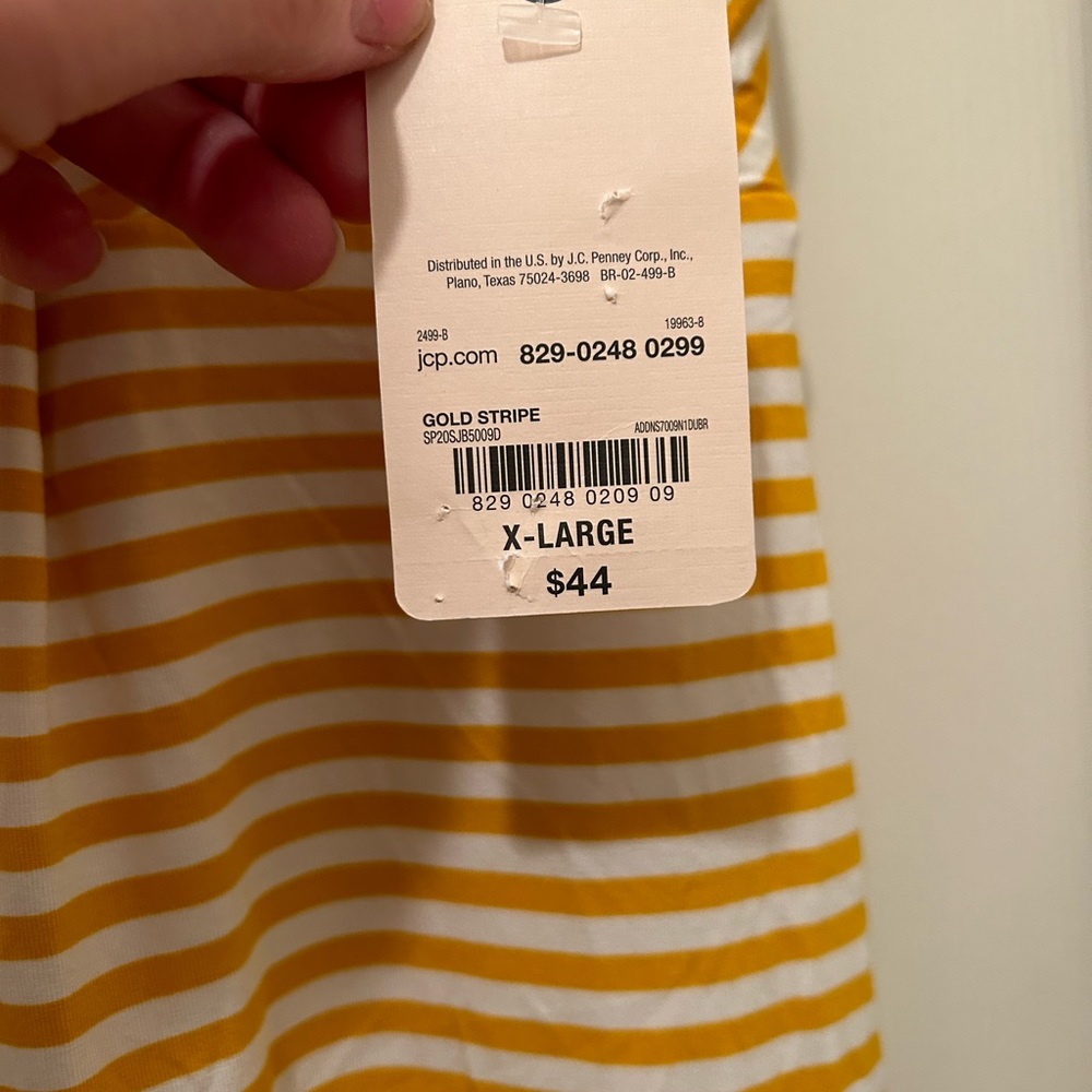 Brand new St. John’s Bay gold & white striped casual dress. Great for summer! - Picture 3 of 3